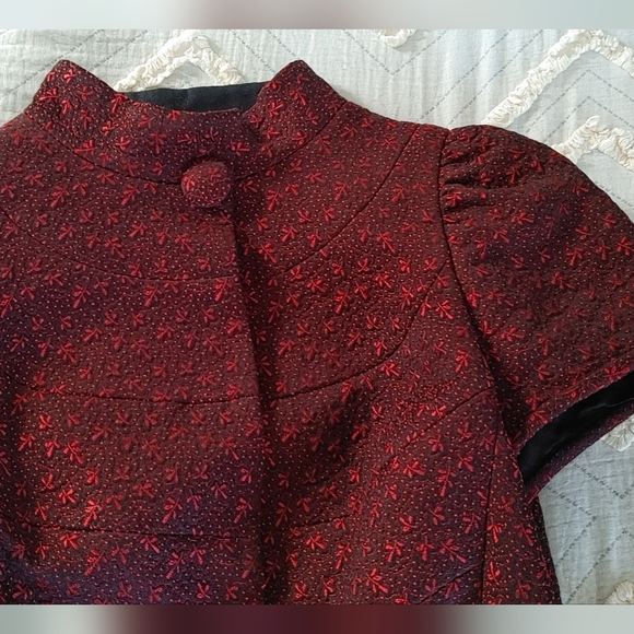 Moschino mock neck red brocade button top Aeffe Spa - Picture 2 of 16